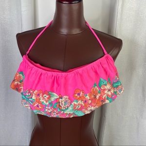 AE floral pink ruffle bikini top